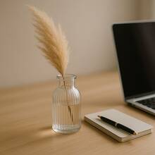 Mini Glass Vase Lines 9.5cm Transparent Modern Decoration Living Room Flowers - Trong sáng - Xem 2