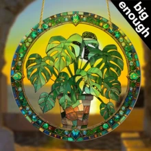 1 件美丽的铃兰图案，厚度 0.3 厘米，彩色窗挂式太阳捕手，彩色玻璃风格，适合卧室和客厅，是送给朋友和家人的理想礼物，太阳捕手