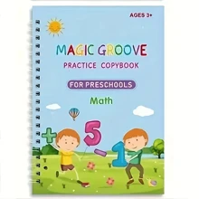 1/4pcs Magic Practice Copybook PreschoolsKids Calligraphy English With Free Aid Pen Grip ,Reusable Copybook DrawingToys ForChildren Montessori Pen Control Training Writing Sticker Learning EducationalToy KidsGift(Aid Pen Grip Color Random)