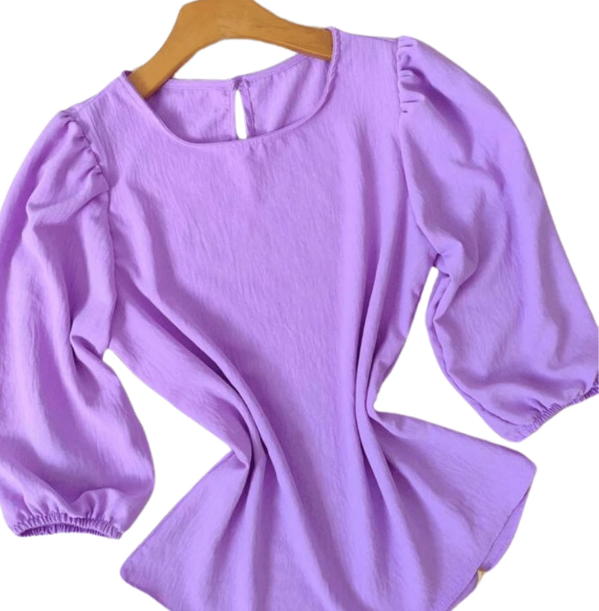 Women's 3/4 Princess Sleeve Blouse, Simple, Knitted Polyester - Mauve Purple - View 1