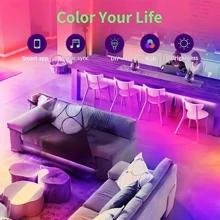 NBBUFF Strisce luminose a LED RGB, da 1 a 30 metri, cambiano colore in sincronia con la musica, con telecomando a 44 tasti e controllo tramite app, con impostazione timer, luminosità regolabile, per camera da letto, soggiorno, sale giochi, cucina, illuminazione del soffitto, decorazioni per feste, regali per le vacanze