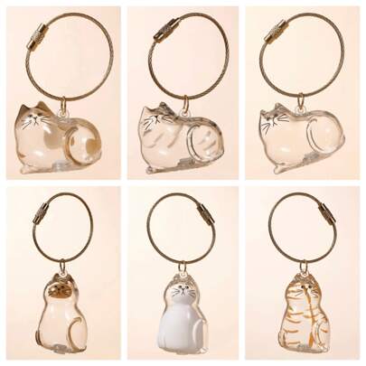 Caixa transparente para armazenamento de pelos de gato, pingentes para bolsa de armazenamento, haste de puxar, desenho animado, bolsa cápsula para pelos de gato, chaveiro, bolsa memorial para pelos de animais de estimação, bolsa multifuncional portátil para armazenamento de pelos de gato e cachorro, pingente para bolsa, pingentes para bolsa, pingentes para bolsa, pingentes para bolsa, decoração para bolsa, pingente para bolsa, chaveiro, acessório adequado para viagens,