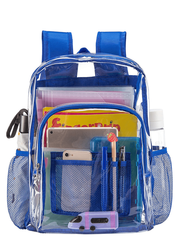 Mochila transparente de una pieza, bolsa transparente unisex, bolsa transparente para la escuela, bolsa transparente para actividades musicales y deportivas, mochila transparente resistente - Mochila transparente de PVC, apta para universidad, lugar de trabajo, mochila transparente resistente, mochila transparente para la escuela, bolsa escolar transparente, mochila transparente grande, apta para campo deportivo y uso en el lugar de trabajo.