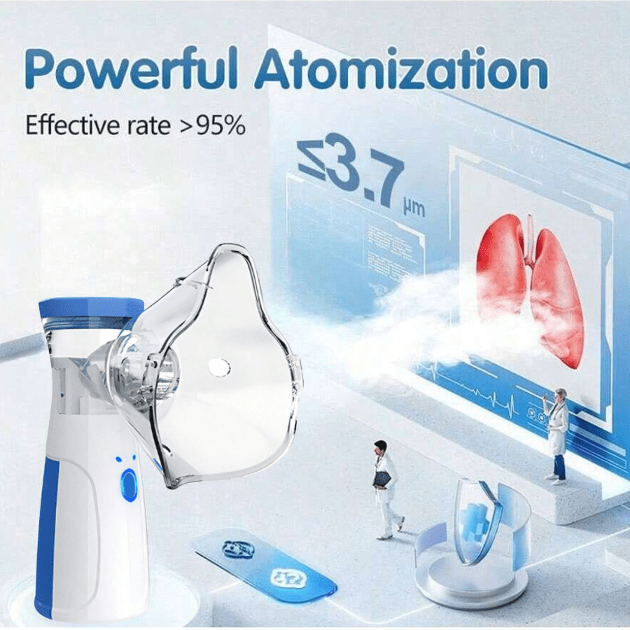 1 nébuliseur ultrasonique portable, nébuliseur inhalateur à faible niveau sonore de qualité médicale et machine à nébuliser humidifiante (pile non incluse)