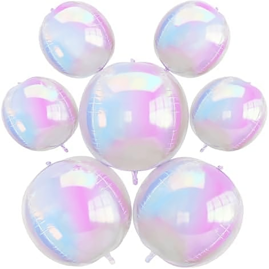 5 pièces Ballons iridescents Froova 4D de 22 pouces, grands ballons ronds holographiques en feuille d'aluminium iridescent pour les filles, la princesse, la sirène, l'anniversaire, le mariage, les fêtes arc-en-ciel