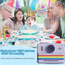 Christmas Decoration Black And White Instant Printable Kids Camera, 2.8 Inch Screen Front And Back HD Lens Instant Printable Camera Toys, Support Print, Photo, Video, MP3 Function, Portable Travel Toys For Boys And Girls Aged 6-12 Years Old, Christmas, Birthday, Back To School Gifts, Camera Flash, Polariod Camera, Polaroids>Camera