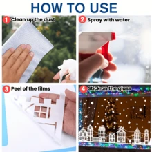 10 hojas de pegatinas de castillo de nieve navideño para ventanas, calcomanías navideñas de PVC para ventanas de cristal, sin batería requerida, decoraciones navideñas de invierno, decoración navideña, decoraciones navideñas, decoración navideña