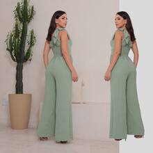 Women's Long Jumpsuit, Pantaloons With Elastic Back And Padded For All Occasions - Màu xanh Bạc hà - Xem 4