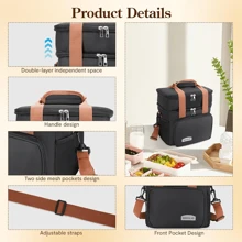 Outdoor Picnic Insulated Dual Layer Thick Portable Lunch Bag, Handheld & Shoulder Strap, Cooler Bag
