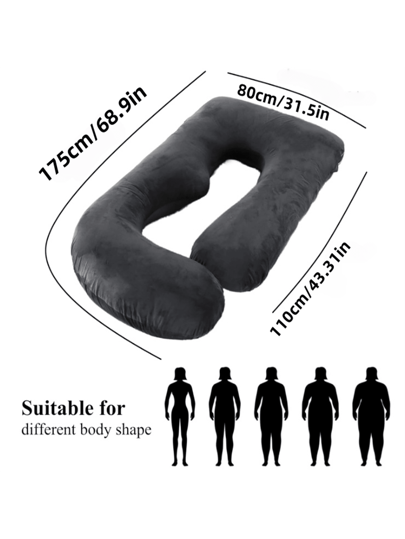 Pregnancy Pillow, Full Body Maternity Kussen Removable Washable Pillowcase Supports Legs, Back, Neck, Shoulders, Hips, Abdomen, Pregnant Women, Zwart Fluwelen Hoes view 3