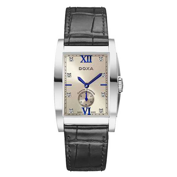 DOXA DOXA Ceas bărbătesc ultra-subțire din piele cu diamant albastru, cu ac elvețian D193SBZ, potrivit pentru purtare zilnică