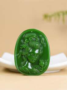 Colar com pingente de dragão do zodíaco em jade verde natural, amuleto de riqueza Feng Shui, pingente de jade vintage, adequado para casais, pode ser usado diariamente (com cordão)