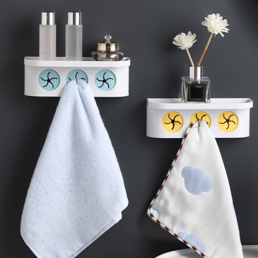 1 pieza de Toallero de baño sin necesidad de perforar, estante de almacenamiento montado en la pared, estante de almacenamiento de cocina de plástico