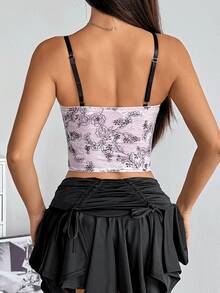 时尚支撑交叉吊带系带文胸，搭配鱼骨露背性感短款上衣 - 粉色 - 查看 6