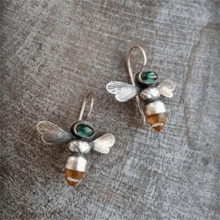 1 Paar boho-Stil süße Bienen Anhänger Ohrringe mit Kunstedelsteinen, modische Hochzeitsparty Ohrringe als Geschenk für Frauen