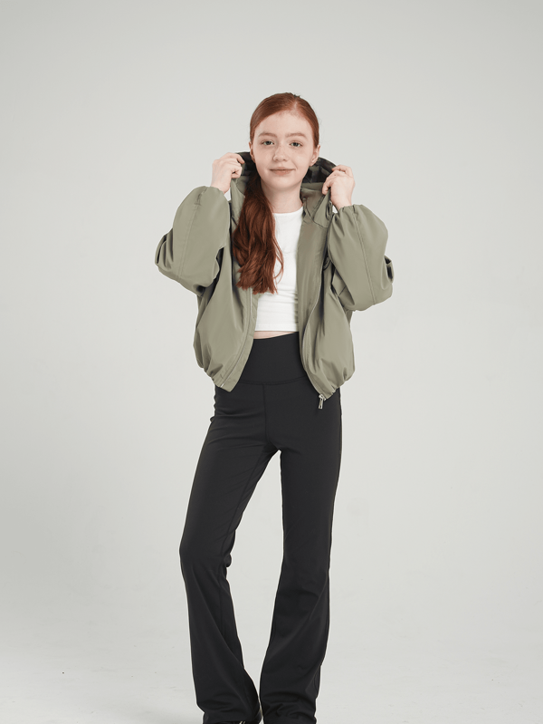 SOLOCOTE Girls Short Hooded Jacket
