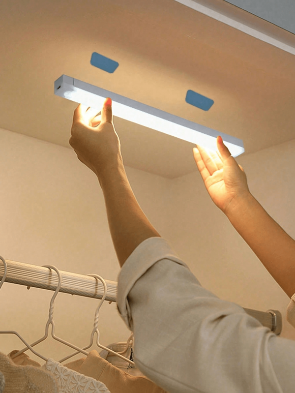 1 peça de luz LED com sensor de movimento para estudo de dormitório, luz para guarda-roupa, luz noturna LED sem fio, luz de fundo para escada, recarregável, adequada para salas, cozinhas, armários, escadas, corredores e armários.