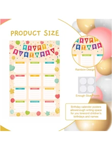 4pcs Birthday Chart Poster Set - Colorful Happy Birthday Calendar Posters, Reusable, Waterproof, Classroom Birthday Chart, Bulletin Board Decor, Back To School Teacher Supplies, Vibrant Monthly Birthday Tracker, Classroom & Room Decor