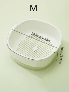 1pc Multi-Function Plastic Drain Basket, Kitchen Vegetable Washing Basket, Dual-Layer Fruit & Vegetable Basket - Cream White - View 15