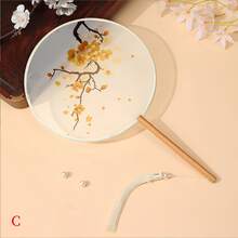 中国古典扇子，仿古复古风扇子，流苏绣花女扇，长柄流苏舞蹈扇，汉服宫廷扇，旗袍圆扇，适合纪念品，婚礼活动，节日聚会，情侣信物 - 彩色 - 查看 8