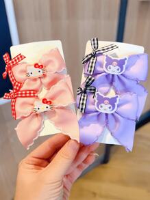 Sanrio Sanrio, 2 Pieces Of Hello Kitty, Kuromi, My Melody Hair Clips. With Lace Bows And Cute Cartoon Characters, They Are Beautiful And Lovely. Packed With Cardboard, They Are The Best Gifts For . Claw Clips Hair Claws Hair Barrettes, School Stuff