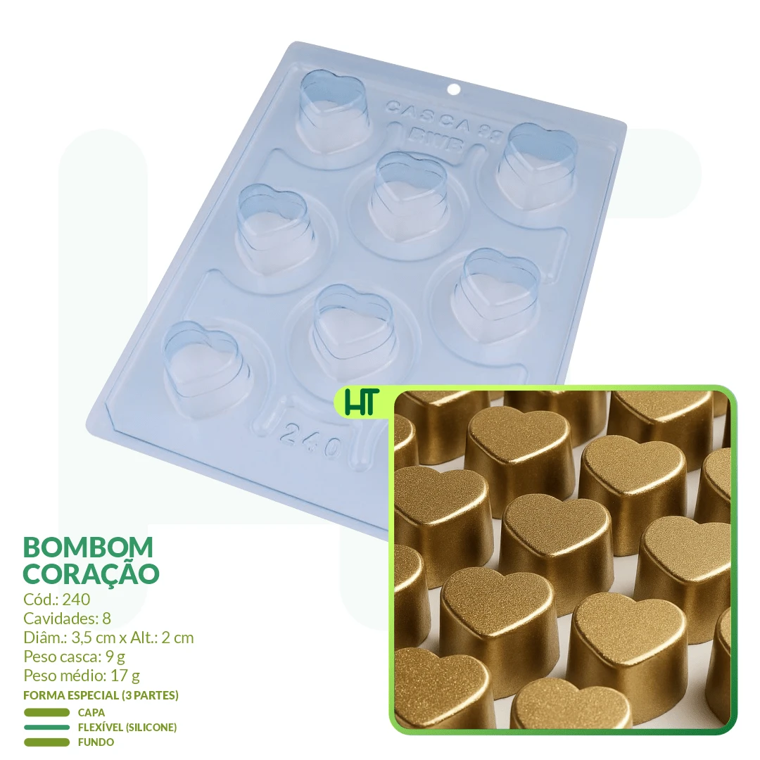 Heart Shaped Candy Mold - Code: 240 BWB - Special 3-Part Mold - FINE SWEETS - 藍色 - 查看 1