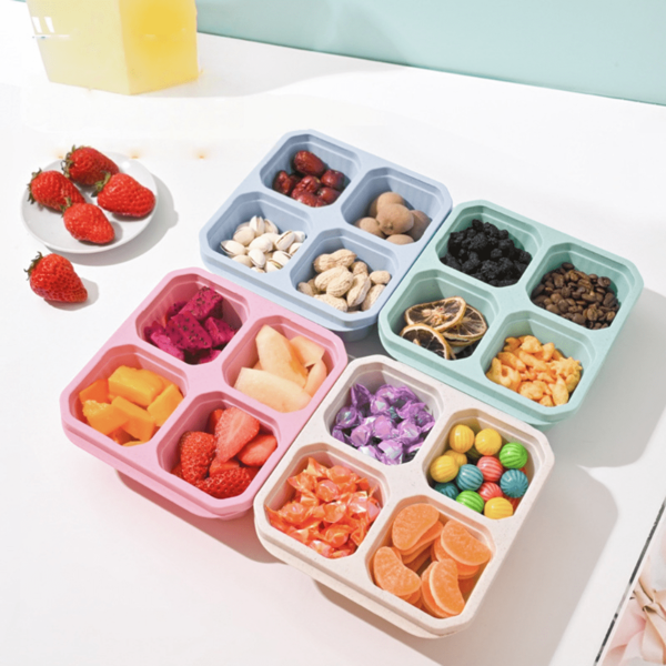 Geteilte Bento Lunchbox mit transparenten Deckeln, wiederverwendbare Mahlzeit-Vorbereitungs-Lunchboxen für Erwachsene, ohne BPA, 4 Fach Lebensmittel Aufbewahrungsbehälter für Arbeit und Reisen