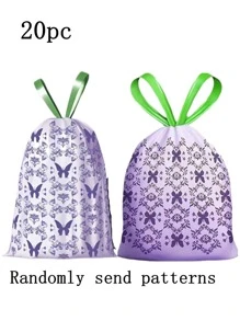 100pcs Lavender Scented Drawstring Trash Bags, Extra Large Size, Thicker, Multi-Purpose High Density Polyethylene Disposable Odor-Repelling Garbage Bags For Kitchen, Bathroom, Bedroom, Living Room, Restroom