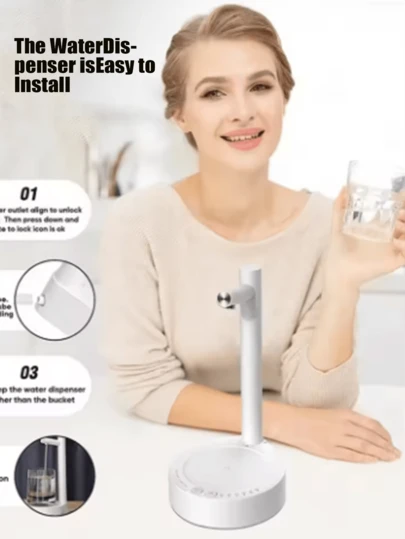 便携式电动水泵 - USB 充电，可拆卸设计，适合所有尺寸的瓶子，轻巧高效的泵，适用于家庭、办公室、户外活动，便携式水泵，性能可靠，旅行必需品