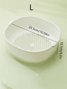 1pc Multi-Function Plastic Drain Basket, Kitchen Vegetable Washing Basket, Dual-Layer Fruit & Vegetable Basket - Cream White - View 17