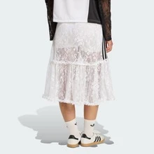Adidas Originals Lace Skirt, Women's Festival Party Cotton Sheer Skirt For Night Out Vintage Inspired Design, KD2288 - White - View 5