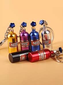 1pc Car Keychain, Nos Nitrous Oxide Bottle Shaped Keychain - Blue - View 1