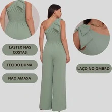 Women's Long Jumpsuit, Pantaloons With Elastic Back And Padded For All Occasions - Màu xanh Bạc hà - Xem 3