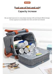 Outdoor Picnic Insulated Dual Layer Thick Portable Lunch Bag, Handheld & Shoulder Strap, Cooler Bag