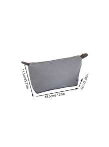 Dumplings Soft Fabric Zipper Makeup Bag, Simple Solid Color Retro Cosmetic Bag, Large Capacity Home Travel Portable Organizer For Women