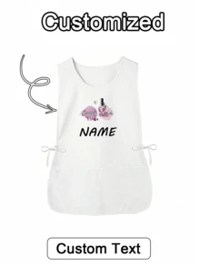 1 szt. Spersonalizowany nadruk, niestandardowy fartuch fryzjerski, spersonalizowany fartuch kuchenny, 2-kieszeniowy szybkoschnący fartuch domowy dla mężczyzn i kobiet, nowoczesny poliestrowy fartuch olejoodporny, szybkoschnący, jednolity kolor, do użytku w kuchni i domu