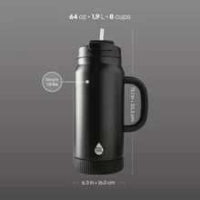 TAL Stainless Steel Hudson Tumbler With Straw 64 Fl Oz, Sage - 黑色 - 查看 6