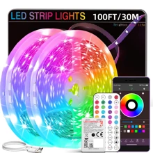 NBBUFF Strisce luminose a LED RGB, da 1 a 30 metri, cambiano colore in sincronia con la musica, con telecomando a 44 tasti e controllo tramite app, con impostazione timer, luminosità regolabile, per camera da letto, soggiorno, sale giochi, cucina, illuminazione del soffitto, decorazioni per feste, regali per le vacanze