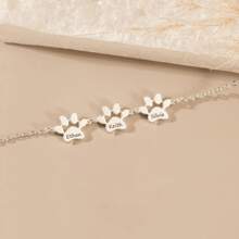 S925 Sterling Silver Custom Pet Paw Name Bracelets - Personalized Gift For Pet Lovers, Cat/Dog Moms/Dads, Sisters, Friends & Self - Ideal For Birthday, Gotcha Day, Pet Memorial, Daily Cute Style & Heartwarming Moments