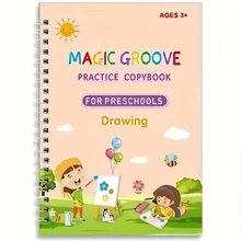 1/4pcs Magic Practice Copybook PreschoolsKids Calligraphy English With Free Aid Pen Grip ,Reusable Copybook DrawingToys ForChildren Montessori Pen Control Training Writing Sticker Learning EducationalToy KidsGift(Aid Pen Grip Color Random)