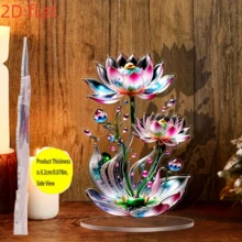 1pc Elegant 2D Acrylic Lotus Flower Display Stand, Multipurpose Festive Decoration For Home And Office, Vibrant Holiday Gift Item - Multicolor - View 2