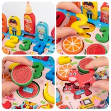 ANTSAY Juguetes educativos para niños, bloques de construcción de ensamblaje digital, iluminación, educación temprana, rompecabezas, pesca magnética, tablero logarítmico - fruta - Ver 6