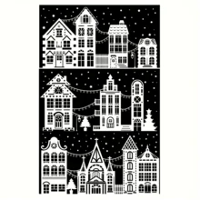 10 hojas de pegatinas de castillo de nieve navideño para ventanas, calcomanías navideñas de PVC para ventanas de cristal, sin batería requerida, decoraciones navideñas de invierno, decoración navideña, decoraciones navideñas, decoración navideña