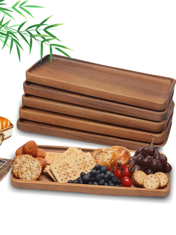 1pc Wooden Tray - Versatile Snack Tray, Dessert Plate, Cheese Board, Fruit Tray, Breakfast Tray, Food Party Decor Tray, Steak Tray, Candy Tray, Sushi Tray, Appetizer Tray, Decorative Tray, Multi-Purpose Wooden Tray, Washable, Decorative, Luxury Kitchen Accessories, Gourmet, Home