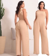 Women's Long Jumpsuit, Pantaloons With Elastic Back And Padded For All Occasions - 米色 - 查看 1