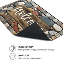 1pc Home Decor Non-Slip Washable Stone Pattern Printed Welcome Doormat - Entrance Mat With "WELCOME" Print, Non-Slip Diatomite Carpet, 3D Printed Rectangle, Suitable For Entryway, Living Room, Kitchen, Bedroom, Hallway, Bathroom, Laundry Room - Polyester Carpet, For Indoor And Outdoor Home Decor - Multicolor - View 9
