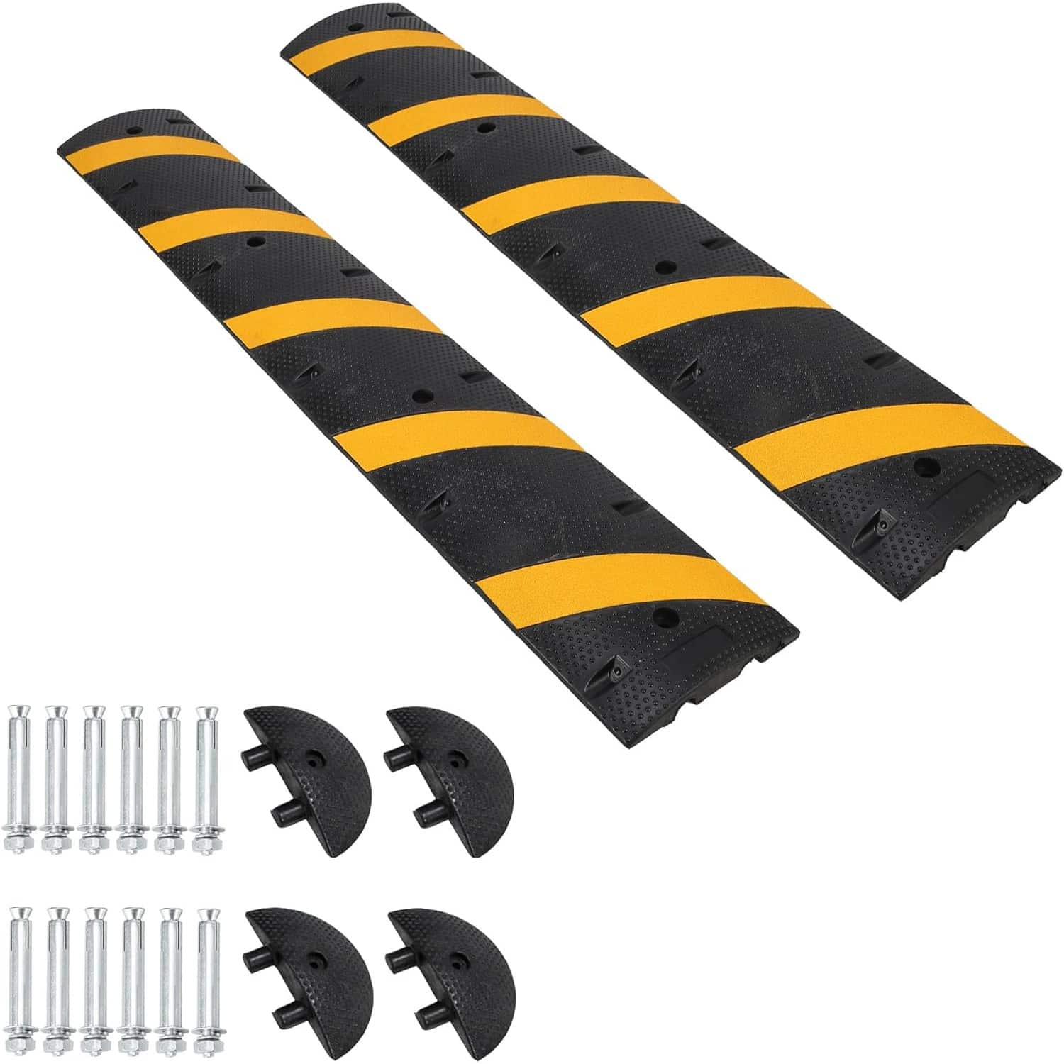 CuisinSmart Rubber Speed Bump 6ft For Gravel Roads, Durable Rubber Design, Ideal For Neighborhood Roads. - Black-2 Pack - View 1