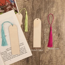 30pcs Blank Wood Bookmarks, DIY Painting Wooden Crafts Bookmarks, Wooden Pendants Rectangular With Round Corners (15 Bookmarks + 15 Tassels), Random Color Tassels, Suitable For Holiday Cards, Wooden Tags, DIY Painting, Back To School