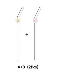 1/6 Ống hút thủy tinh chịu nhiệt trang trí hoa hoàn hảo để uống nước ép, trà sữa, cà phê, đồ uống lạnh, v.v. Ống hút cong và thiết kế trang trí trái cây làm cho chúng trở thành đồ dùng học tập khi trở lại trường, tặng quà, quà tặng cho bạn gái, quà tặng cho bạn trai, quà tặng cho cha mẹ và quà tặng cho bạn bè, ngày lễ tình nhân - Nhiều màu - Xem 17