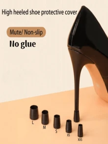 1 双女士圆头鞋跟保护器，防滑降噪高跟鞋套鞋配件